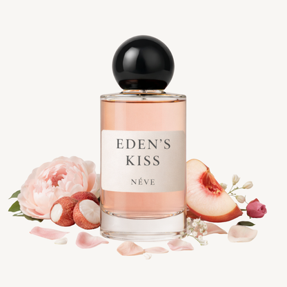 Buy NÉVE Eden's Kiss - fresh floral niche Extrait de Parfum with grapefruit, strawberry, peony, red berries, jasmine, lily of the valley and oakmoss, handcrafted in India