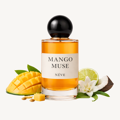 Buy NÉVE Mango Muse - tropical floral niche Extrait de Parfum with mango, bergamot, jasmine, olibanum, vanilla and sandalwood, handcrafted in India